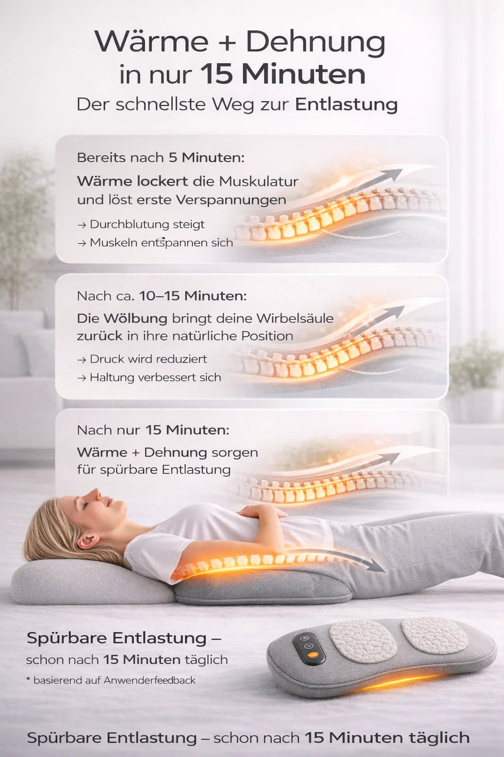 ThermaLuxa RelaxPro™ – Endlich schmerzfrei aufstehen – 15 Minuten täglich für spürbare Erleichterung.